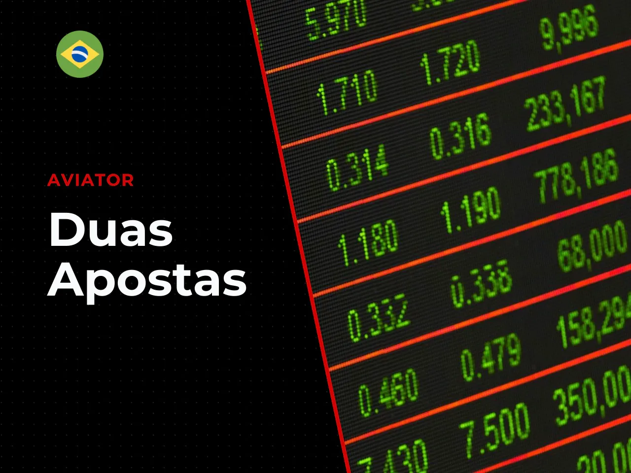 Duas apostas e painel de estatísticas